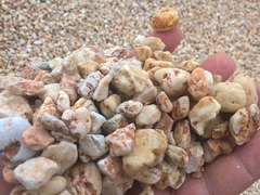 poignée de gravillon rouléee blanc et rouge 8/16